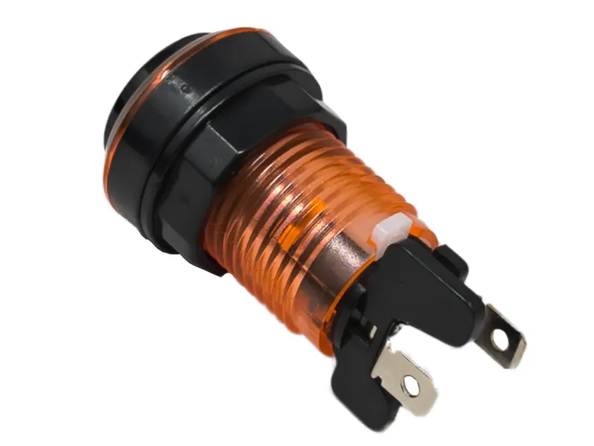 Paradise LED Button with Black Plunger - Translucent Orange - Image 2