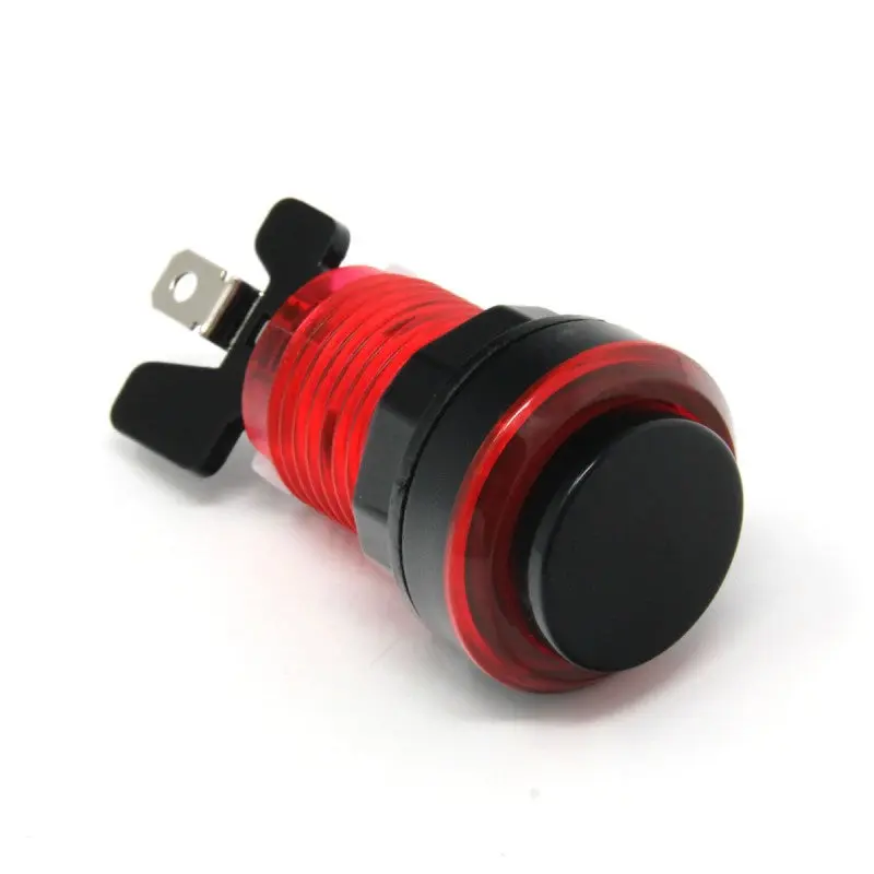 Paradise LED Button with Black Plunger - Translucent Red - Image 2