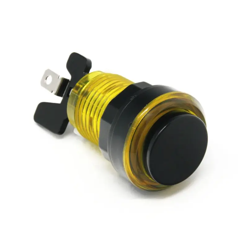 Paradise LED Button with Black Plunger - Translucent Yellow - Image 2