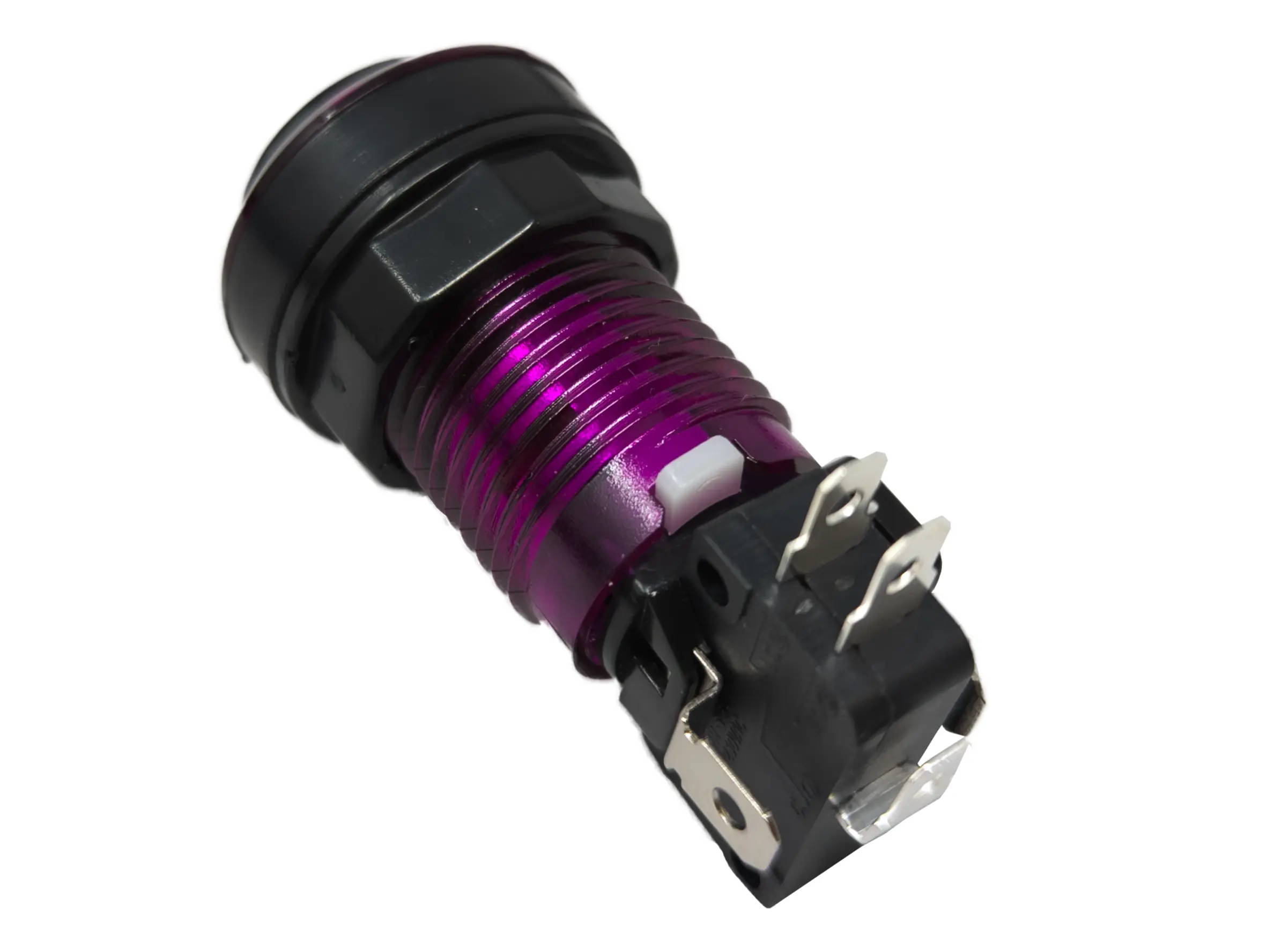 Paradise LED Button with Black Plunger - Translucent Purple - Image 2