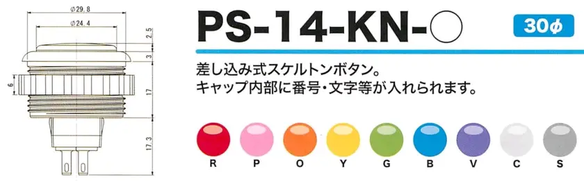 Seimitsu PS-14-KN 30 mm Screw-in Button - Clear Red - Image 3